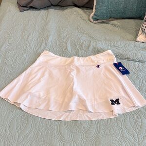 Champion Women's White Athletic Mini Skirt University of Michigan Go Blue U of M